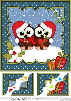 8 x 8 Christmas Little Hoot Owls Love 3D Decoupage