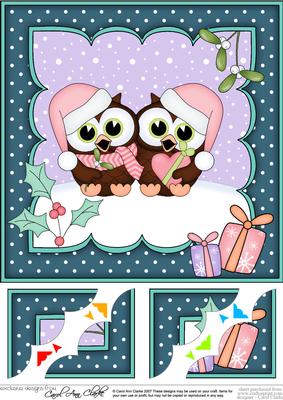 8 x 8 Christmas Little Hoot Owls Love 3D Decoupage
