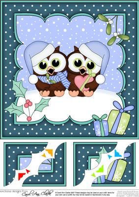 8 x 8 Christmas Little Hoot Owls Love 3D Decoupage