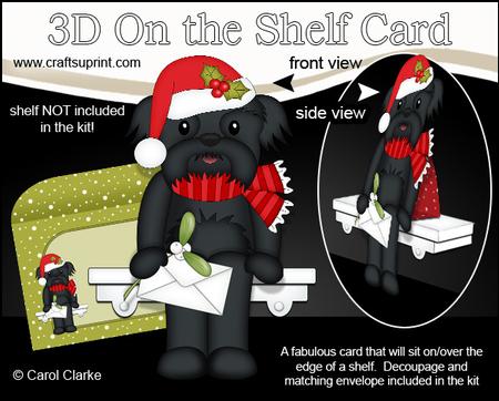 3D on the Shelf Card Kit - Little Christmas Shih Tzu Dog