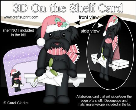 3D on the Shelf Card Kit - Little Christmas Shih Tzu Dog