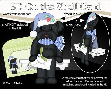 3D on the Shelf Card Kit - Little Christmas Shih Tzu Dog