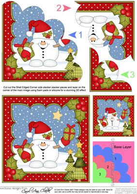 Christmas Snowball Sam's Presents Shell Edged Corner