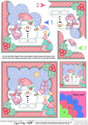 Christmas Snowball Sam's Presents Shell Edged Corner