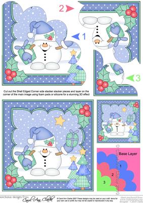 Christmas Snowball Sam's Presents Shell Edged Corner