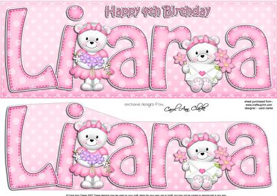 Large Dl 4th Birthday Liara Teddies 3D Decoupage