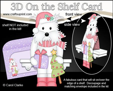 3D on the Shelf Card Kit - Little Christmas Westie Dog