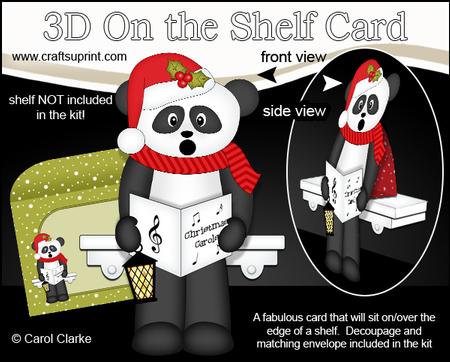 3D on the Shelf Card Kit - Little Christmas Panda Bear