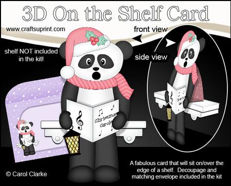 3D on the Shelf Card Kit - Little Christmas Panda Bear