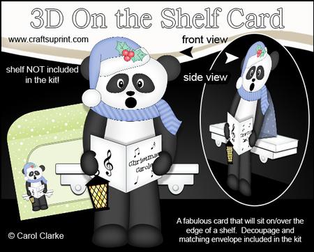 3D on the Shelf Card Kit - Little Christmas Panda Bear