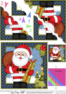 Christmas Santa Scallop Corner Side Stacker Topper
