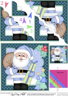Christmas Santa Scallop Corner Side Stacker Topper