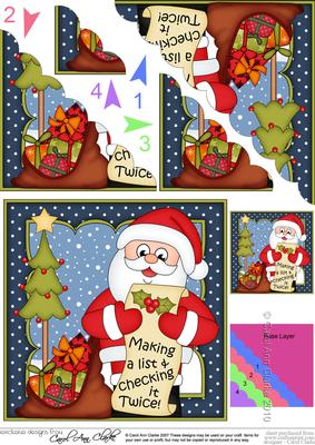 Christmas Santa's List Scallop Corner Side Stacker Topper