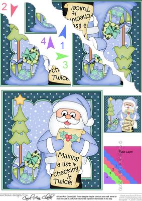 Christmas Santa's List Scallop Corner Side Stacker Topper