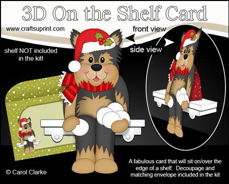 3D on the Shelf Card Kit - Little Christmas Yorkie Dog