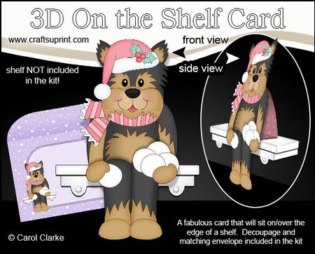 3D on the Shelf Card Kit - Little Christmas Yorkie Dog