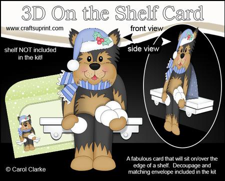 3D on the Shelf Card Kit - Little Christmas Yorkie Dog
