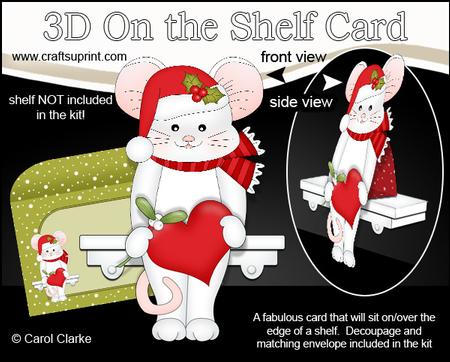 3D on the Shelf Card Kit - Little Christmas Mouse