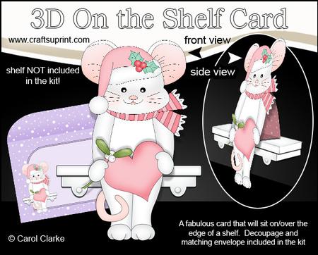 3D on the Shelf Card Kit - Little Christmas Mouse