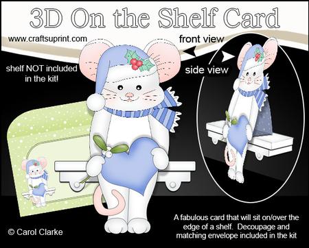 3D on the Shelf Card Kit - Little Christmas Mouse