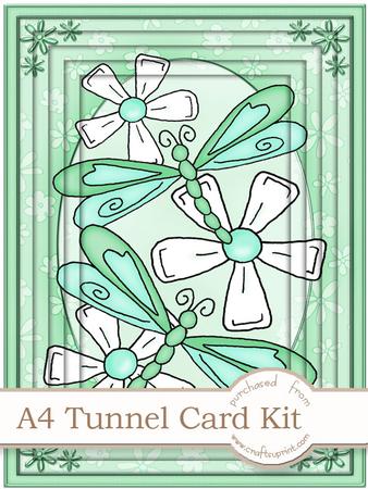 A4 Dreamy Dragonflies in Green Tunnel Card Kit