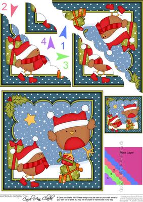 Christmas Bobbin Robin's Presents Scallop Corner Topper