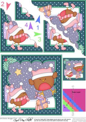 Christmas Bobbin Robin's Presents Scallop Corner Topper