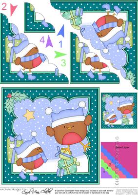 Christmas Bobbin Robin's Presents Scallop Corner Topper