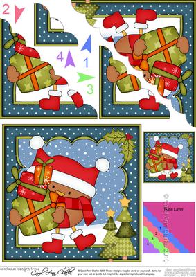Christmas Bobbin Robin's Presents Scallop Corner Topper