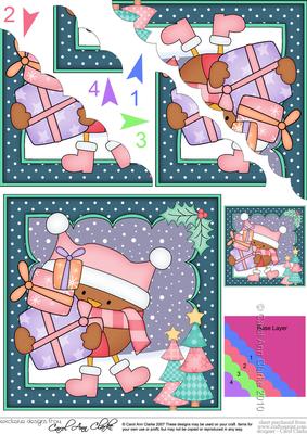 Christmas Bobbin Robin's Presents Scallop Corner Topper