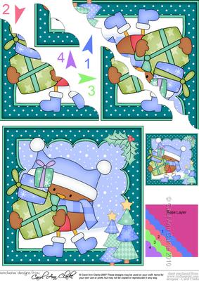 Christmas Bobbin Robin's Presents Scallop Corner Topper