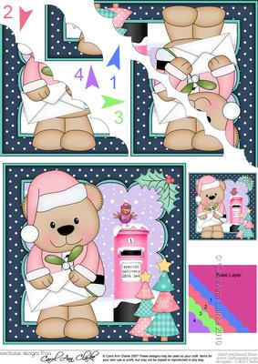 Christmas Livvy Bear's Santa Letter Scallop Corner Topper