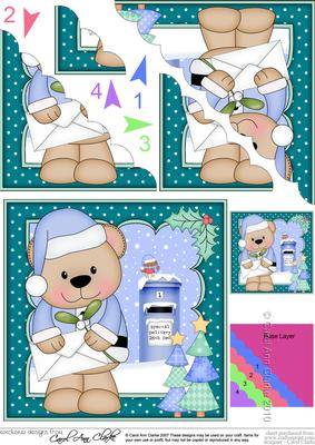 Christmas Livvy Bear's Santa Letter Scallop Corner Topper
