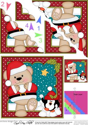 Christmas Snowballing Livvy Bear Scallop Corner Topper