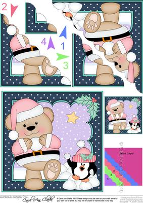 Christmas Snowballing Livvy Bear Scallop Corner Topper