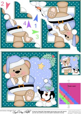 Christmas Snowballing Livvy Bear Scallop Corner Topper