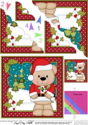 Christmas Livvy Bear's Mistletoe Scallop Corner Topper