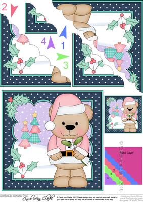 Christmas Livvy Bear's Mistletoe Scallop Corner Topper