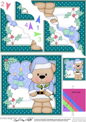 Christmas Livvy Bear's Mistletoe Scallop Corner Topper