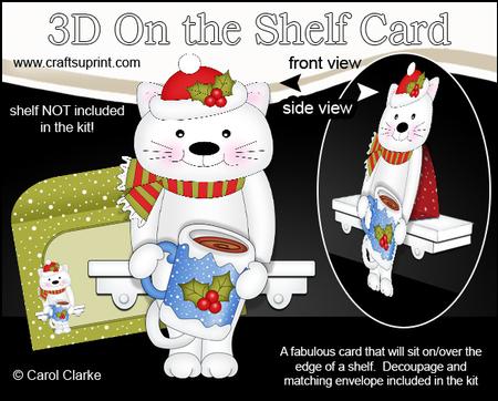 3D on the Shelf Card Kit - Little Christmas Cat Bella