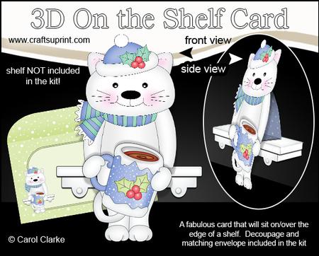3D on the Shelf Card Kit - Little Christmas Cat Bella