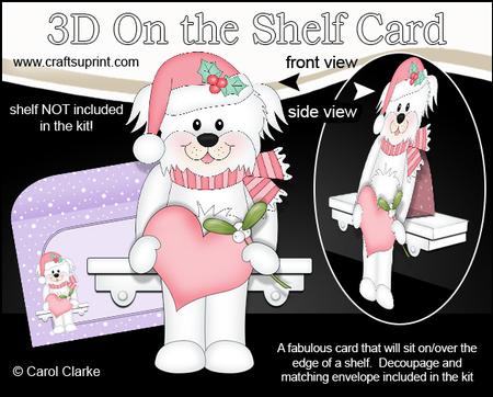 3D on the Shelf Card Kit - Little Christmas Bichon Frise Dog
