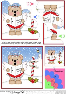 Christmas Carol Singing Livvy Bear Shell Edged Stacker