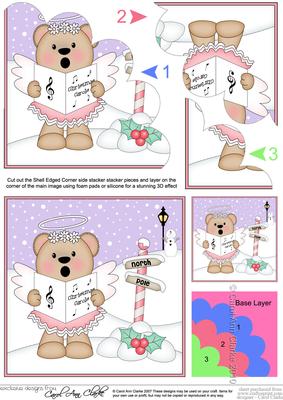 Christmas Carol Singing Livvy Bear Shell Edged Stacker