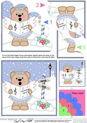 Christmas Carol Singing Livvy Bear Shell Edged Stacker