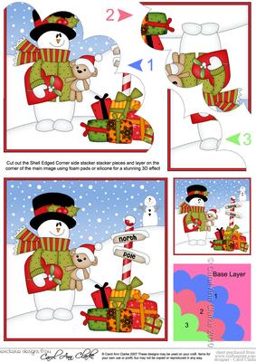 Christmas Snowman Rio's Heart Shell Edged Stacker