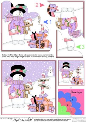 Christmas Snowman Rio's Heart Shell Edged Stacker