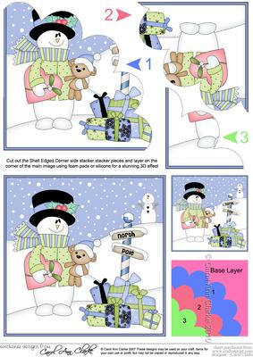 Christmas Snowman Rio's Heart Shell Edged Stacker