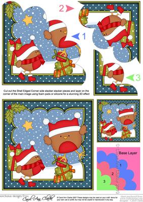 Christmas Bobbin Robin's Presents Shell Edged Corner Stacker