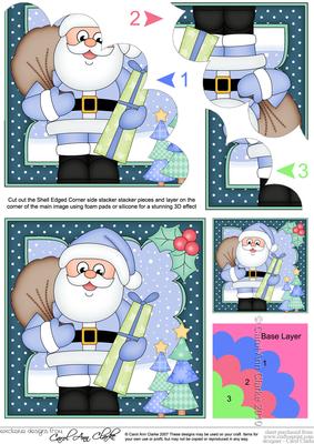 Christmas Santa's Sack & Presents Shell Edged Corner Stacker